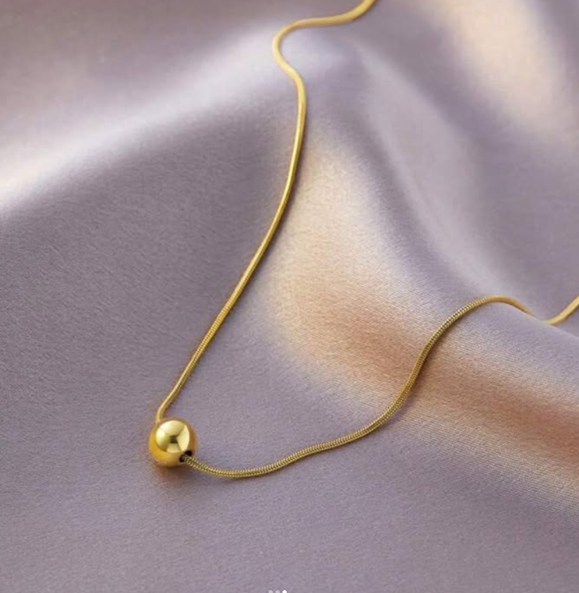 Stainless Steel Gold Plated Ball Pendant Necklace